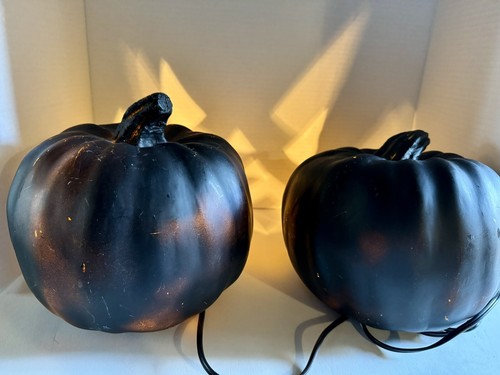 Paar schwarze Schaumstoff leuchtende Jack-O-Laterne Kürbisse Halloween Dekor 8”x8” - Bild 9 von 13