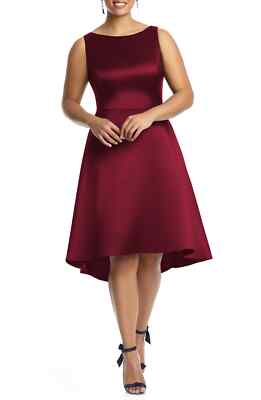 NEW ALFRED SUNG High/Low Cocktail Sateen DRESS Size 0 $208 BURGUNDY  NORDSTROM | eBay