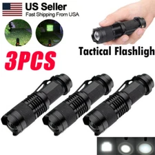 3Pcs Tactical LED Flashlight Military Grade Small Torch Ultra Bright Light Lamp