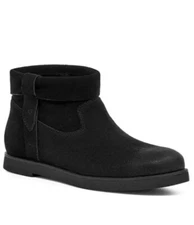 UGG Women's Josefene Cuff Boot Black Suede Zip Pull On Bootie Size 7