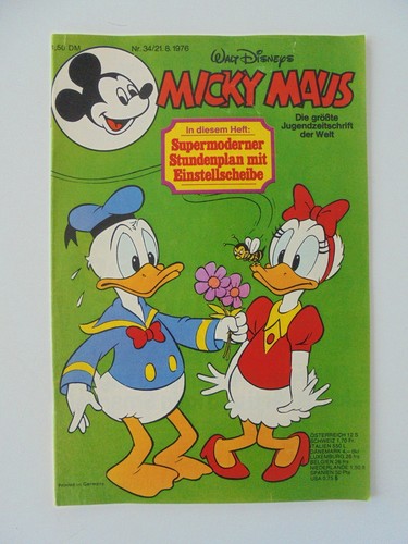 Micky Maus - Heft Nr. 34 von 1976 - Comic / Z. 1-2/2 (mit Poster)