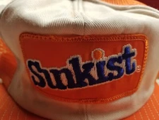 Vintage Sunkist Large 4" Patch Trucker Hat Snapback Mesh Cap Orange
