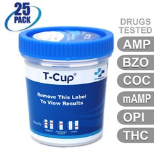 NEW Mintegrity Drug Test 6-Panel T-Cup Urine Home Kit 25-Pack MI-TDOA-264