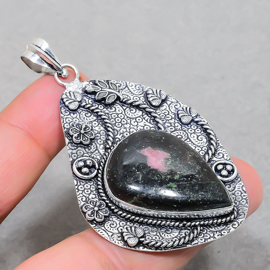 Rhodonite Gemstone Handmade Ethnic Jewelry Pendant 2.80 Inches SR 1708
