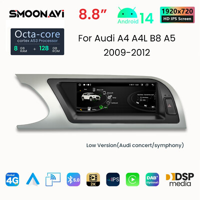 Touch Screen 128GB 8 Kern Carplay GPS Autoradio Für Audi A4/A5/B8/S5 2009-2012