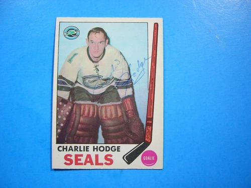 1969/70 O-PEE-CHEE NHL HOCKEY CARD 77 CHARLIE HODGE EX- NM AUTO AUTOGRAPH MK OPC
