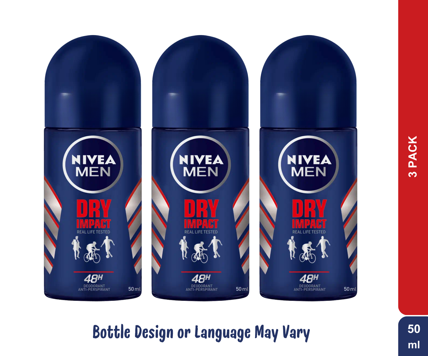 Nivea Men Dry Impact Antiperspirant Roll-On 50ml 3-Pack