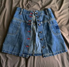Unionbay Y2K Jean Skirt Button Up Orange Blue Pockets