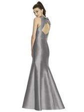 NEW ALFRED SUNG Dupioni Trumpet GOWN DRESS Size 0 $231 QUARRY GRAY NORDSTROM