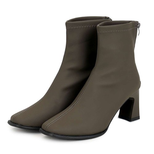 Women Ladies Ankle Boot Square Toe High Chunky Heels Dress Booties Fleece Lined - Picture 14 of 14