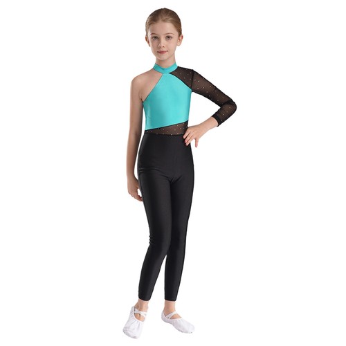 Kinder Mädchen Trikot Ganzkörper Gymnastik Trainingsanzug Bodysuit Training Gym- - Bild 15 von 118