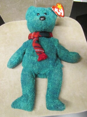 TY BEANIE BABY WALLACE SCOTLAND BEAR RETIRED DESIGN RARE TAG ERROR GREEN  SCARF
