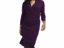 CHAPS Women's Faux-Wrap Sweaterdress Women's Plus Size 3X "EGGPLANT" New Tags