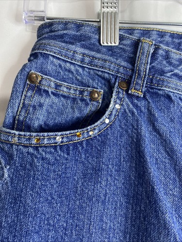 Jordache Jeans Girls Size 16 Capri Wide Cuff Bedazzled Distressed Denim - Picture 7 of 9