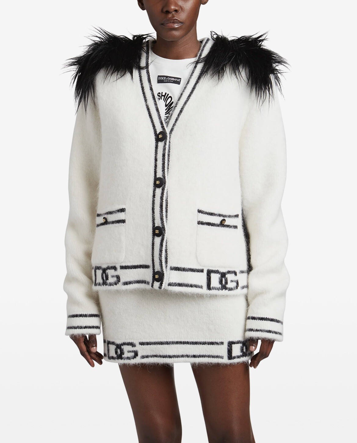 NWT Dolce Gabbana Ladies white Cardigan Sz 42 US 4 6 $ 3495 Faux Fur | eBay