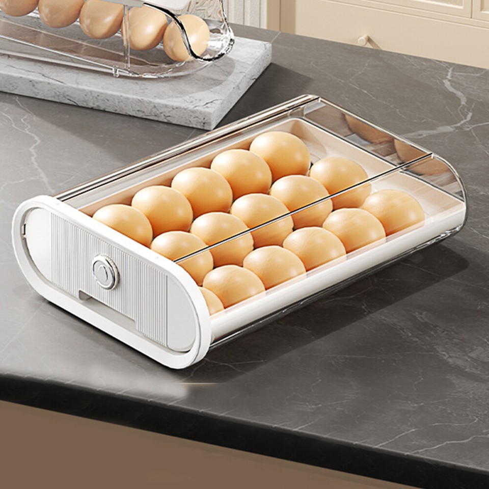 Egg Container Egg Tray Organizer Household Egg Holder Automatic Rolling