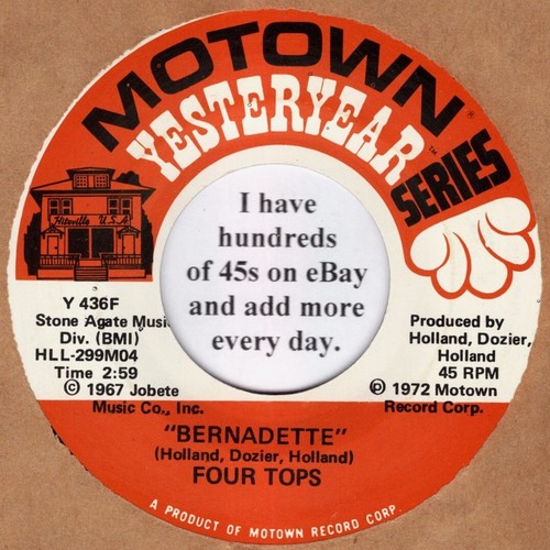 The Four Tops NM 45 rpm "Bernadette" & "Seven Rooms Of Gloom" on Motown Records