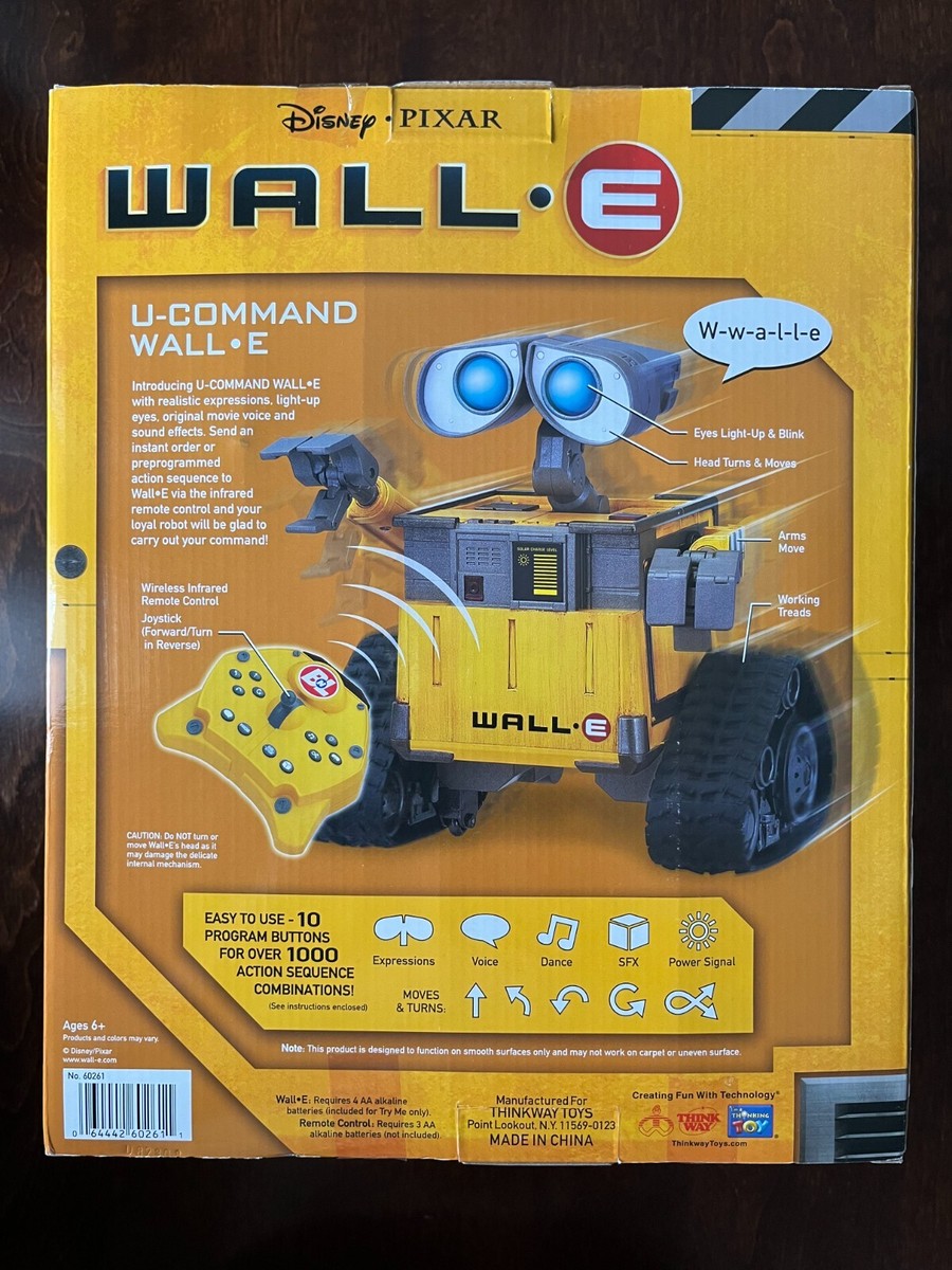 Disney Pixar Thinkway Toys WALL-E U-Command RC Robot Infrared