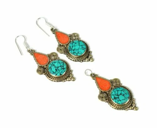 Modeschmuck aus tibetanischem Silber Türkis-Stein