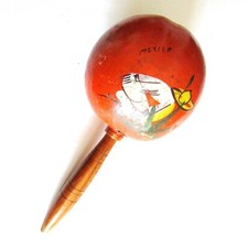Old Vintage Mexico Mexican Spanish Maraca Hand Rattle Wood No Sound 8" FREE SH