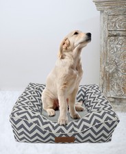 Happycare Tex Grey Chevron Rectangle Comfort Pet Bolster