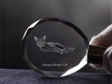 Havana-Katze, Katze Kristall rund Schl&uuml;sselbund, Crystal Animals DE