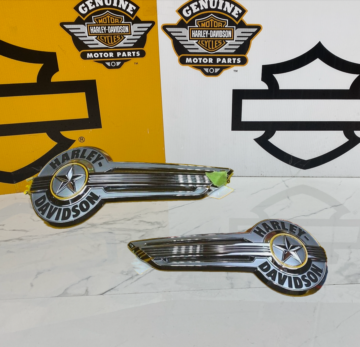 OEM Harley 18-25 M8 Softail Fatboy Fuel Tank Emblems Chrome Set | eBay