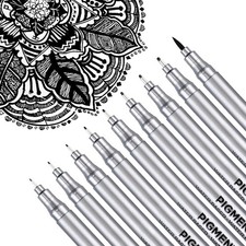 Versatile Black Fineliner Pens Set - Ideal for Artists and Students, 9 Pack