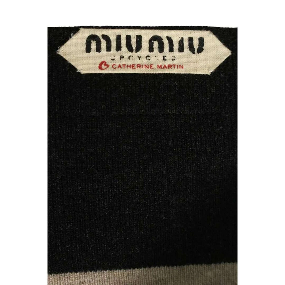 Camiseta sin mangas Miu Mmv299 a rayas con logotipo bordado mezcla de cachemir para mujer 36 usada 637c96 Foto 4 de 4