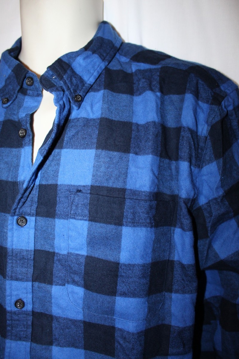mens st. john's bay flannel shirt XL nwt blue black buffalo plaid