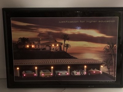 Justification for Higher Education LED LightUp Picture Vtg Electric Art Gallery