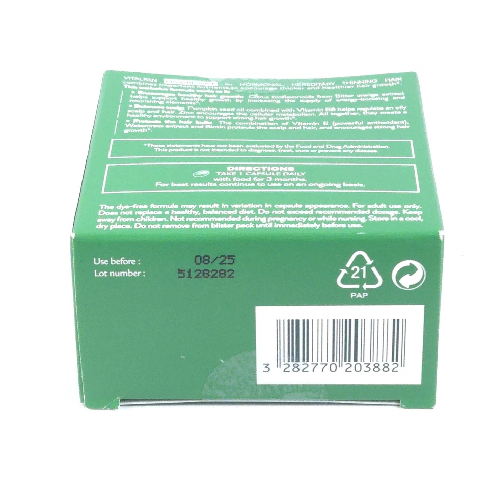 René Furterer: Suplemento dietético Vitalfan adelgazamiento progresivo del cabello 30 cápsulas Foto 4 de 4