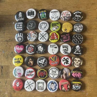 90 s Punk Rock 1.5 inch Button LOT (Qty 42) AFI NOFX DEVO RANCID CRAMPS RAMONES