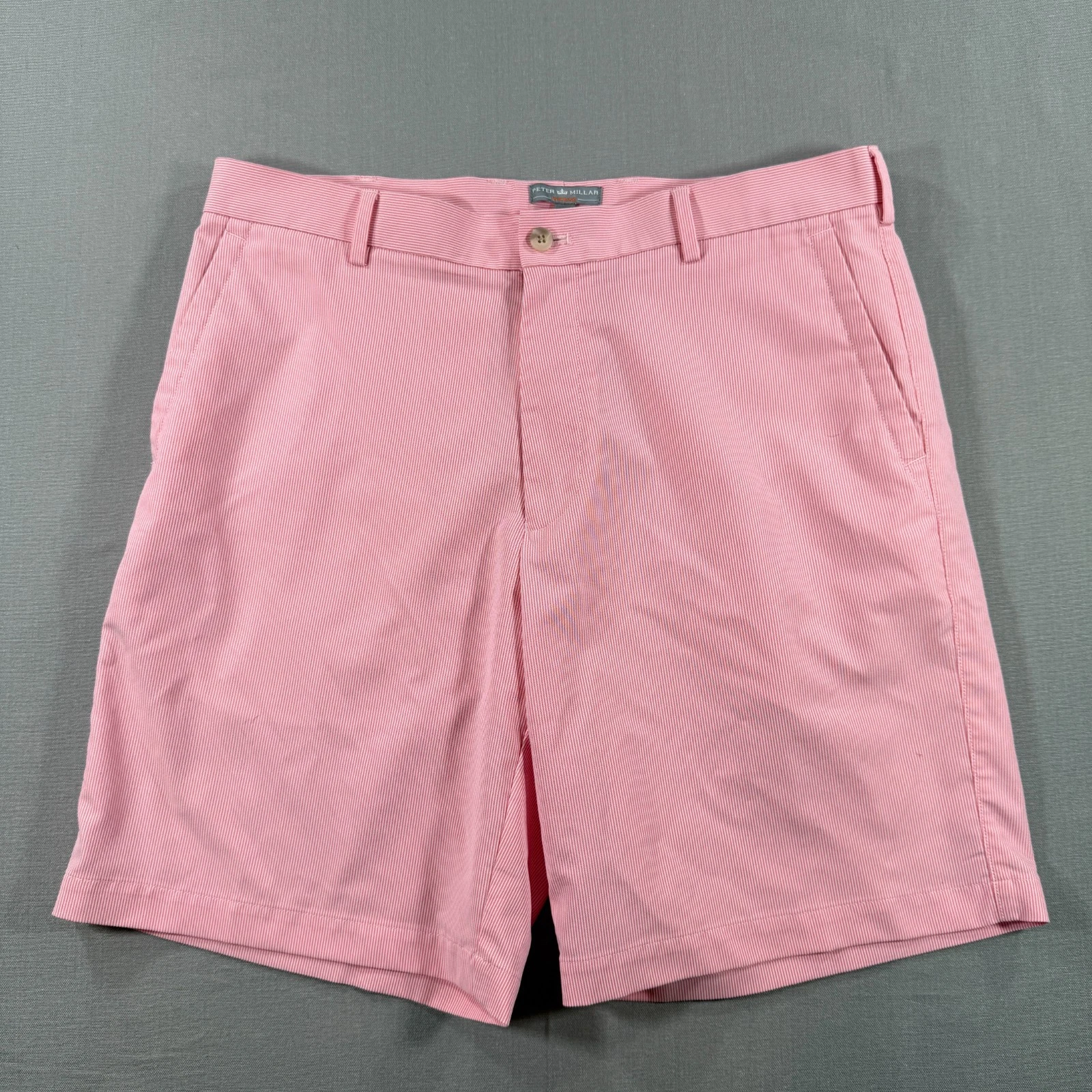 Peter Millar Hibiscus Carrboro Performance Shorts Mens 36 Red Striped WICKING