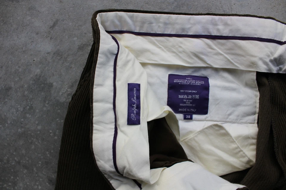 Ralph Lauren Hecho en Italia Pantalones de Pana Para Hombre Marrón Pantalones 36x31 Púrpura LBL Foto 3 de 4