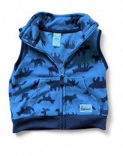 Carters Boy Blue And Black Fleece Animal Zip Up Vest Size 12 Months