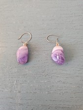 Vintage Lavender Amethyst Stone Earrings W/14kt Gold Drops, White...