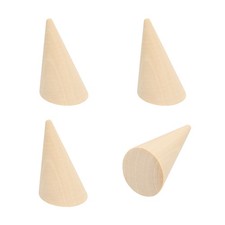Wood Cone Ring Holder, 4 Pcs Finger Jewelry Display Stand, Wood Color 48x30mm 
