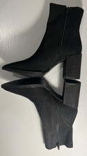 Gianni Bini Boots Womens Size 5.5 Black Leather Ankle Booties Block Heel Zip