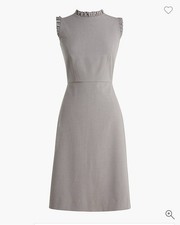 J. CREW RUFFLE NECKLINE GRAY SLEEVELESS SHEATH DRESS *SIZE 4* NWT MSRP:$98