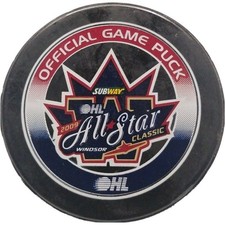 2009 WINDSOR SPITFIRES ALL ⭐ OHL Sponsor Subway GAME PUCK LINDSAY MFG Made🇨🇦