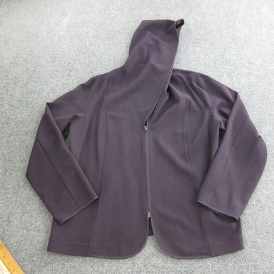 Marina Rinaldi Jacket Womens 27 Purple Hooded Full Zip Voyage Made In Italy