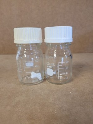 KIMAX (14397) 100mL & DURAN 100mL Laboratory Glass bottles (LOT OF 2)