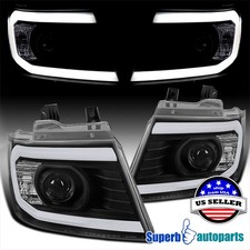 Fits 2007-2013 Avalanche Led Strip Bar Black Projector Headlights W Turn Signal Fits 2007-2013 Avalanche Led Strip Bar Black Projector Headlights W Turn Signal