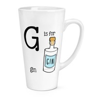 Brief G Ist FüR Gin 483Ml Groß Latte Becher Tasse - Lustig Tonic Alphabet