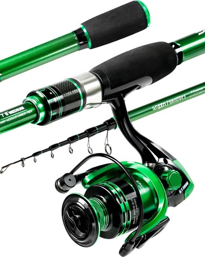 Canna da Pesca e Mulinello Combo Grafite Telescopico Palo da Pesca Portatile Kit Viaggio - Foto 10 di 11