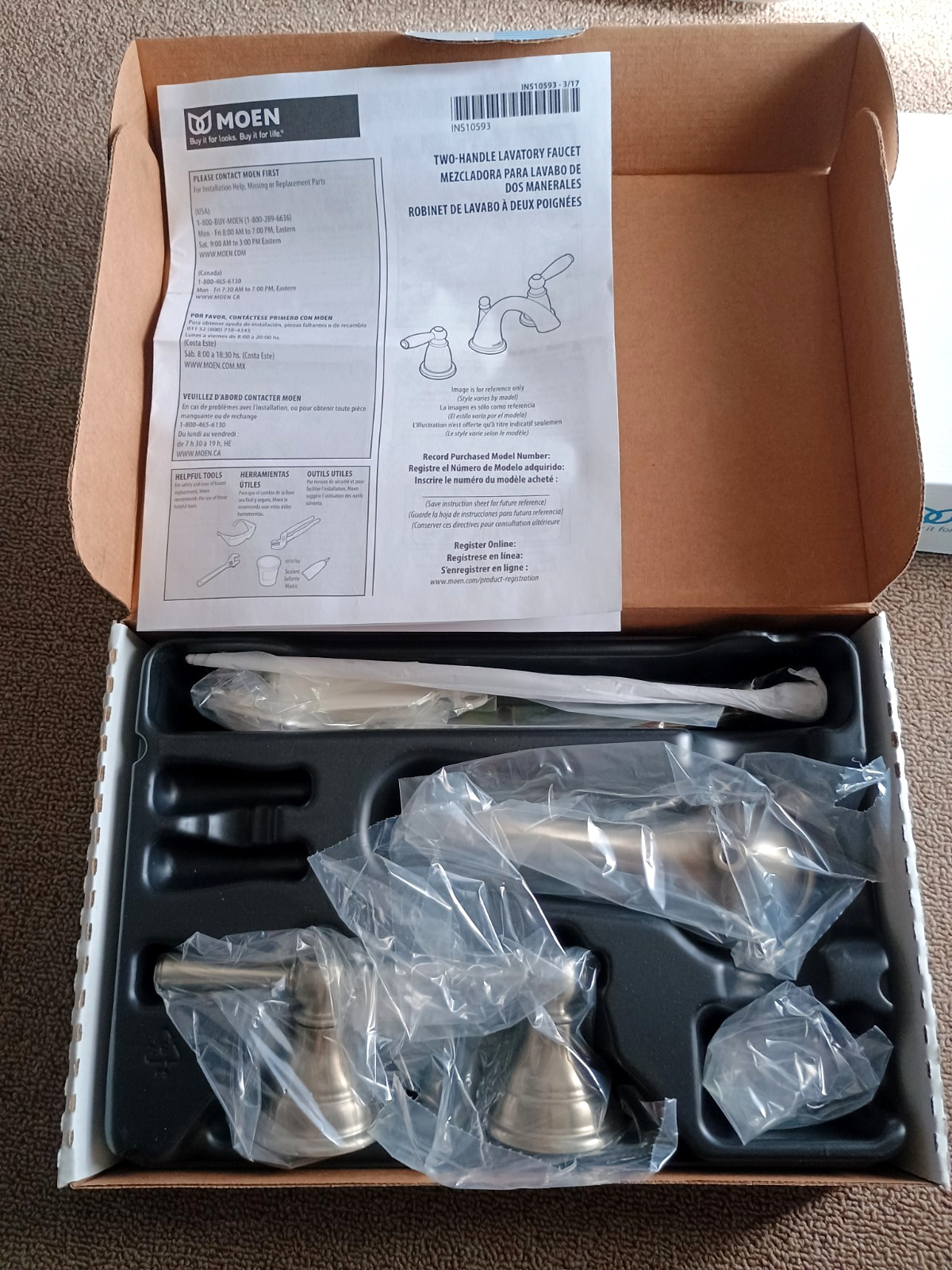 2 Handle Widespread Lavatory Faucet W/waste T6105bn