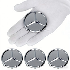 Für Mercedes Benz 4pcs 75mm Radnabenkappen Nabendeckel Silber Felgenkappen NEU