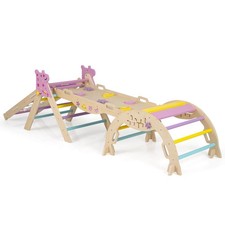 Triangle Set, Wooden Montessori Climbing Set w/Arch Ramp Climbing Rope  Ladder