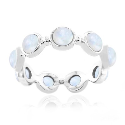 Damen Eternity Band Mondstein Vorsteckring 925 Sterling Silber Schmuck für Sie